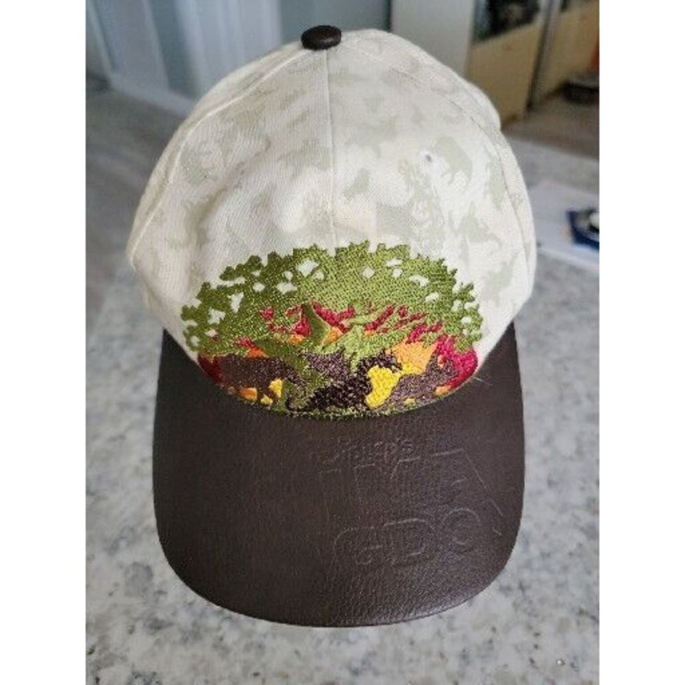 Disney‎ Animal Kingdom Tan Real Leather Bill Hat Adult One Size Adjustable
